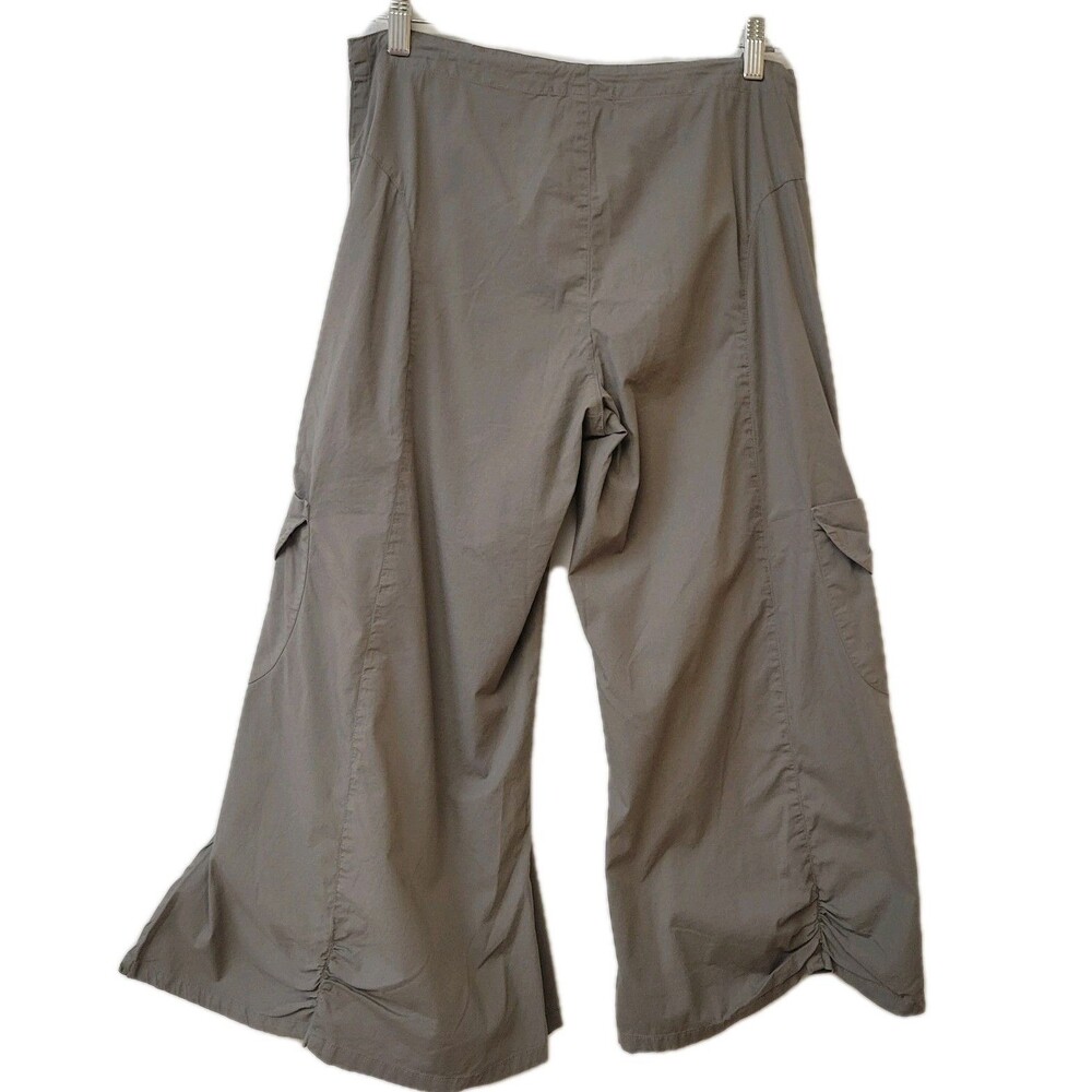 XCVI Cargo Capri Wide-Leg Side Slits Ruffled Gray Women Size XS Pants - Picture 3 of 10